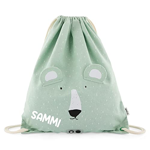 Elfenstall Personalisierter Turnbeutel Kindergartentasche von Trixie Baby mit Wunschname (Eisbär)