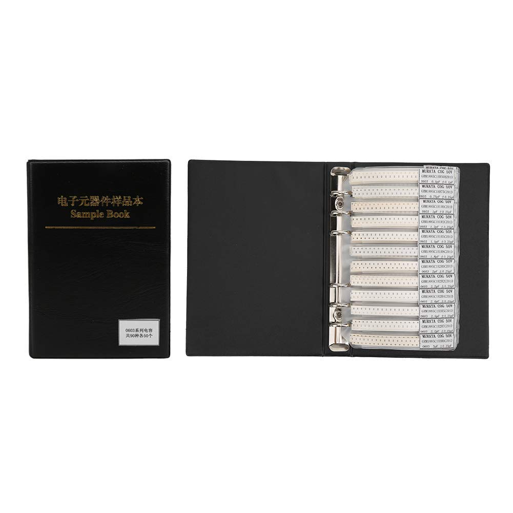 Resistors Sample Book, 0603 Serie 90 Werte Kondensatoren Sortiment Kit, Kondensator Beispiel Buch für Elektronische Profis Oder Enthusiasten, Schwarzes