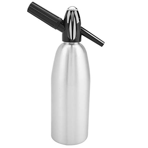 KAKAKE 1L Druckregulierende Wasserflasche, Siphon Sodaflasche Wiederverwendbare Druckreglerflasche Sodaflasche Robust für Cocktails im Freien(Silber)