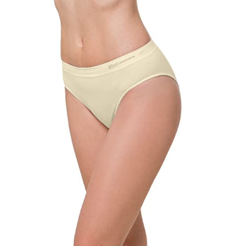 BELLISSIMA Damen-Slip aus elastischer Mikrofaser, Art. 014, nahtlos, 5 Stück, erhältlich in den Farben Weiß, Schwarz und Natur, Weiß L/XL