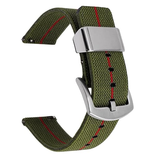 BOLEXA nato strap Nylonband Bequemes Stoffarmband Armband 18mm 20mm 22mm 24mm Sport Nylon Long Band Armband Nylon Uhrenarmbänder (Color : Green red, Size : 20mm)