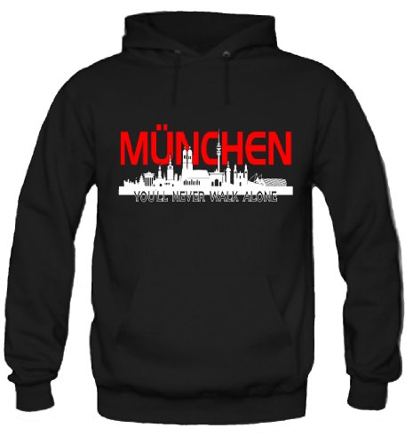 München Skyline Kapuzenpullover | Fussball | Basketball | Bayern | Trikot | Ultras | Männer | Herren | Fanshirt (L)