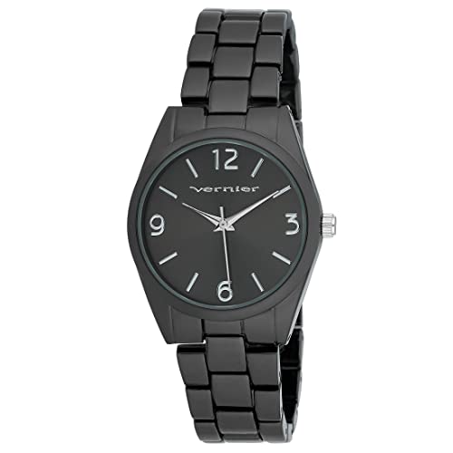 Vernier Damen-Armbanduhr, 32 mm, rund, Gliederarmband, Quarz-Uhrwerk (VNR11610), Schwarz