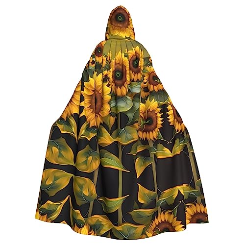 FRESQA Sonnenblumen-Umhang mit Kapuze, für Erwachsene, ultimativer Hexenumhang für Halloween-Treffen