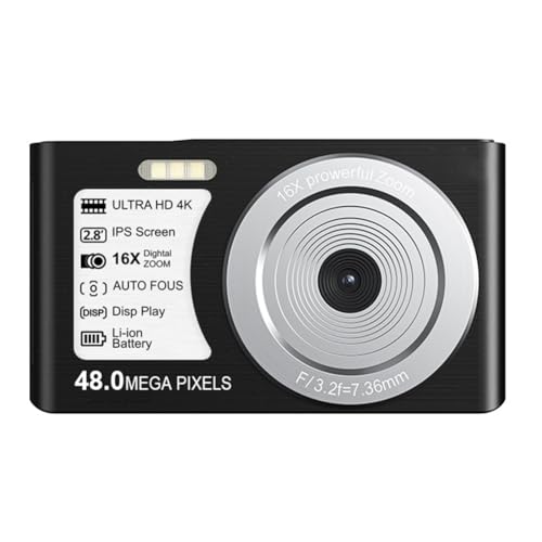 AMIUHOUN 48MP 4K Mini Digitalkamera Integriertes Fülllicht Student Kamera Weitwinkel B 1Set