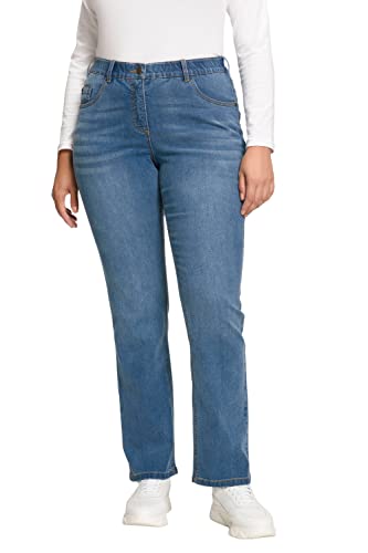 Ulla Popken Damen Mandy, 5-Pocket, Komfortbund, gerades Bein Straight Jeans, (schwarz 10), (Herstellergröße:52)
