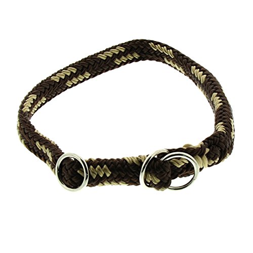 Dinoleine Hunde-Halsband/Stoppwürger, Größenverstellbar, Polyester, Größe: L/ 60 cm, Braun/Creme, 231103