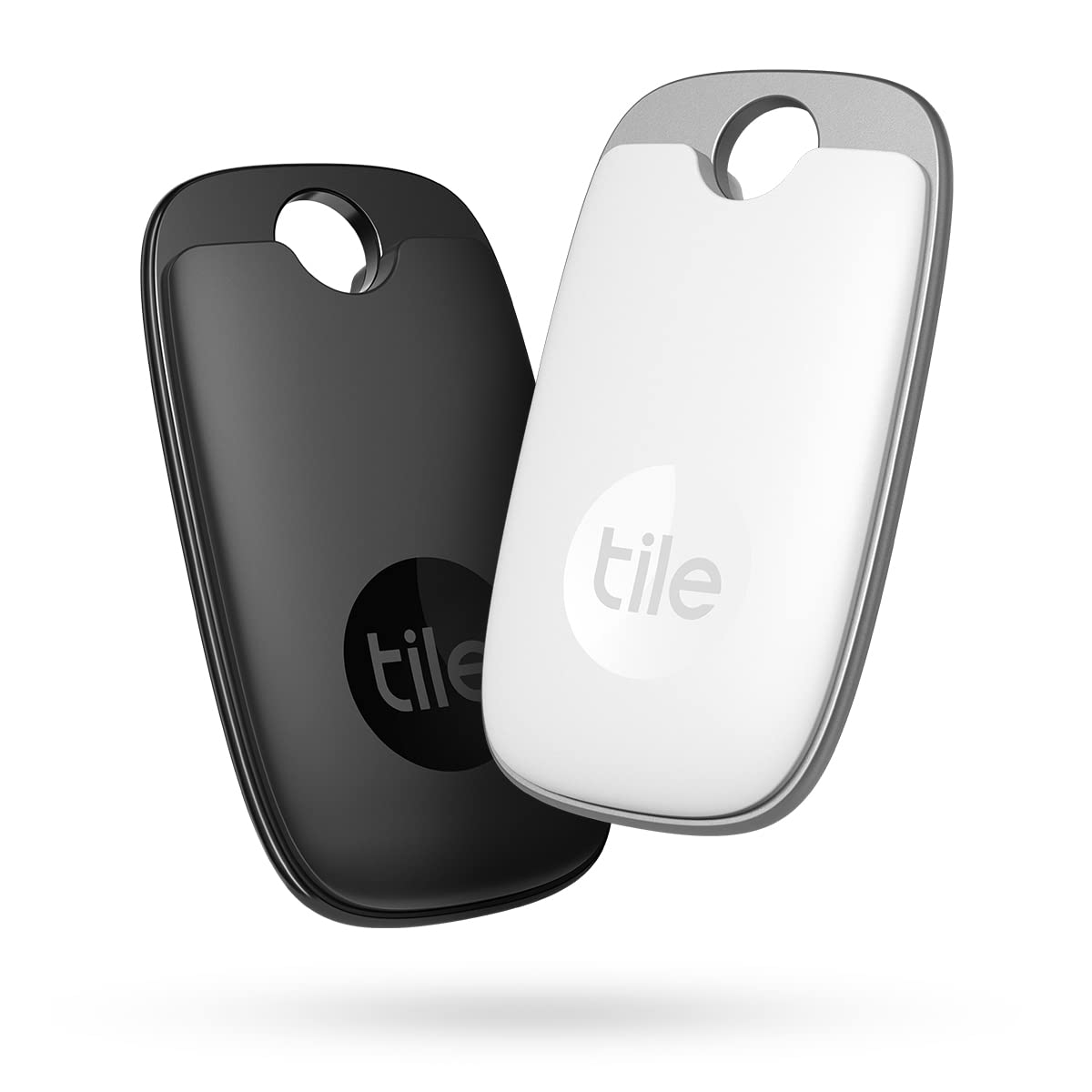 Tile Pro (2022) Bluetooth Schlüsselfinder, 2er Pack, 120m Reichweite, inkl. Community Suchfunktion, iOS & Android App, kompatibel mit Alexa & Google Home, 1x schwarz,1x weiß, Schwarz/Weiß