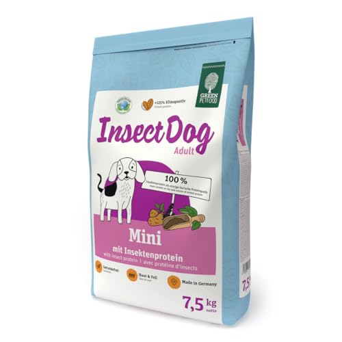 Green Petfood InsectDog Mini (1 x 7,5 kg) | Hundetrockenfutter für Sensible kleine Hunde | Futter mit nachhaltigem Insektenprotein | Gute akzeptanz und getreidefreie Repzeptur