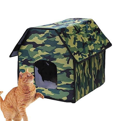 Katzenbetten im Freien | Wetterfestes Wildkatzenhaus - Warme Schlafhöhle für Katzen, Kätzchen und Wildkatzen für Ihren Garten, Terrasse, Balkon,
