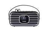 FlinQ DAB + Radio Wireless Speaker - DAB Radio - Bluetooth - Retro Radio mit geräuschlosem Sound - 80 Funkstationen - Radiowecker - Noise Free - Drahtlos