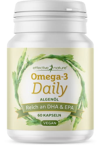 effective nature - Hochdosiertes Omega-3 aus Mikroalgenöl - 60 vegane Kapseln - Pro Tag 576 mg DHA und 288 mg EPA - Für 1 Monat