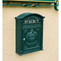 Briefkasten Wandbriefkasten POST Nostalgie Landhaus Antik-Stil Metall Grün