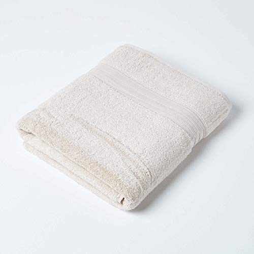 Homescapes hellbrauner Badelaken aus 100% Supima-Baumwolle mit 550 g/qm, extra großes Badetuch/Duschtuch, Zero-Twist 100 x 150 cm, beige