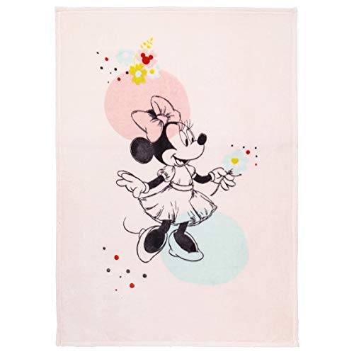 BabyCalin DIS631901 Decke, 100cm x 140cm, Disney Minnie Floral, mehrfarbig, 1 Stück