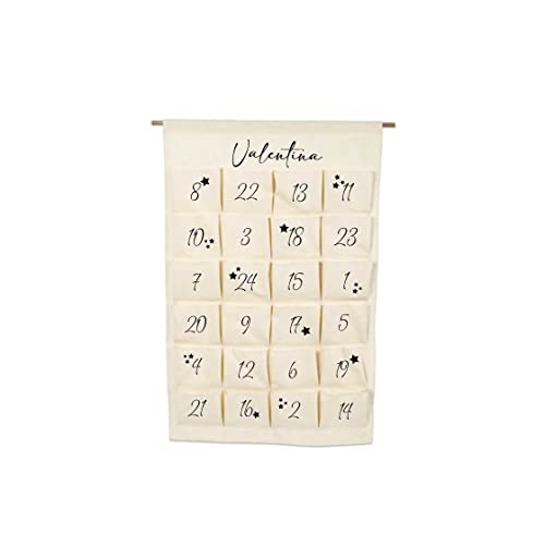 minimutz XL Adventskalender mit Name personalisiert für Kinder | 24 Taschen zum selber Befüllen groß | Kalender aus Stoff Adventszeit Weihnachten