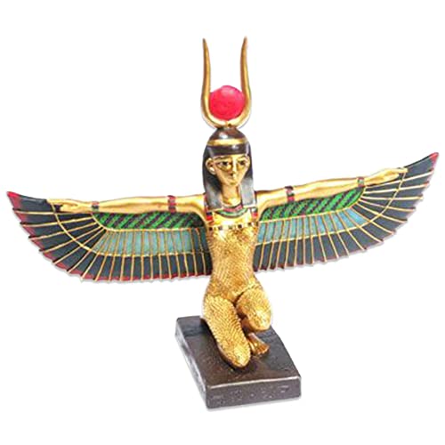 Deko Figur ''Goddess of Reincarnation'' - knieende Isis-Statue mit ausgebreiteten Flügeln - Breite 25 cm - Dekoration Ägypten Göttin