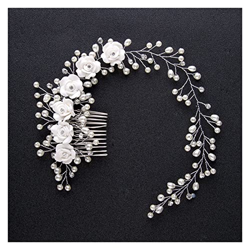 Haarnadel Braut Hochzeit Kristall Braut Haarschmuck Blume Stirnband Handgemachtes Haarband Perlen Dekoration Haarkamm for Frauen