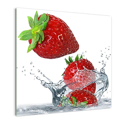 DekoGlas Küchenrückwand 'Erdbeere in Wasser' in div. Größen, Glas-Rückwand, Wandpaneele, Spritzschutz & Fliesenspiegel
