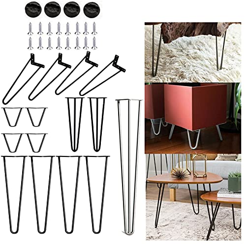 4x Hairpin Legs Haarnadel Tischbeine Tischfüße für Couchtische Moderne Schreibtische Nachtständer Stühle alle Größen 30cm/2 Streben (Schwarz)