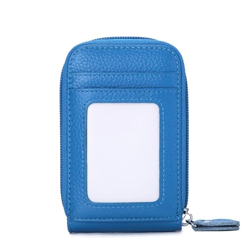 VKEID Kreditkartenhalter Brieftasche Leder-Anti-Diebstahl-Bürste RFID-Organza-Kartenetui Herren- und Damenmodelle Wechsel-Kreditkartentasche (Color : Blue, Size : 12.1x7x2.4cm)