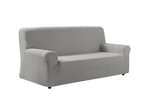 Zebra Textil - Z51 -Bielastische Sofa-Husse, Größe 4 Sitzer (Von 210 bis 230 cm), Farbe Silber