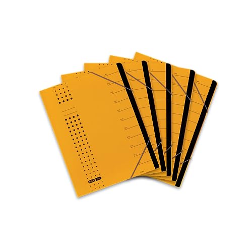 ELBA 400001991 Ordnungsmappe chic 5er Pack A4 12 Fächer mit Blankotaben aus Karton in gelb