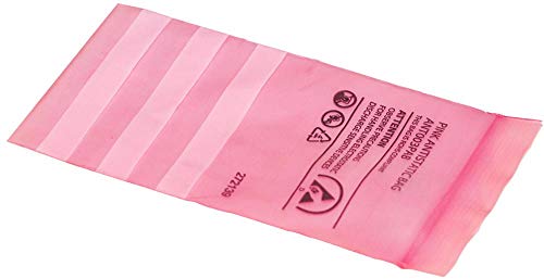 Rosa A S wiederverschließbare Tasche, 7,6 x 12,7 cm, X100, Beutelfarbe: Rosa, Beutelstärke: 75 µm, antistatischer Beutel, Länge: 12,7 cm, Länge: metrisch 127 mm, antistatisch, Ant003Pab Serie,
