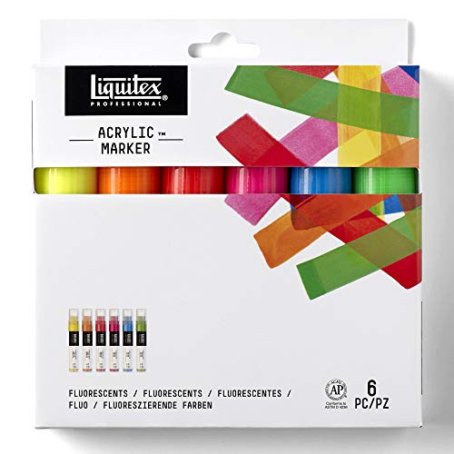 Liquitex Professional Paint Acryl - Marker Acrylfarbe, Breit Fluoreszierende, Set 6 Farben