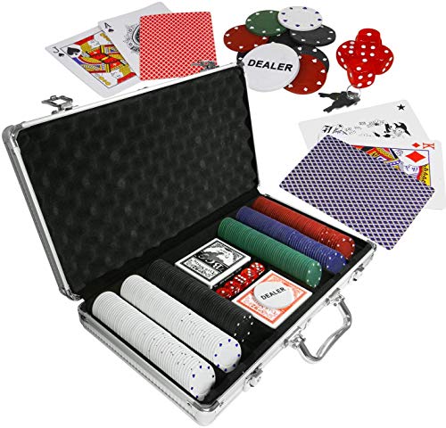 Eaxus® Edles Pokerset im Alukoffer - Pokerkoffer Royal Flush ♣️ 300 Chips Kartendecks