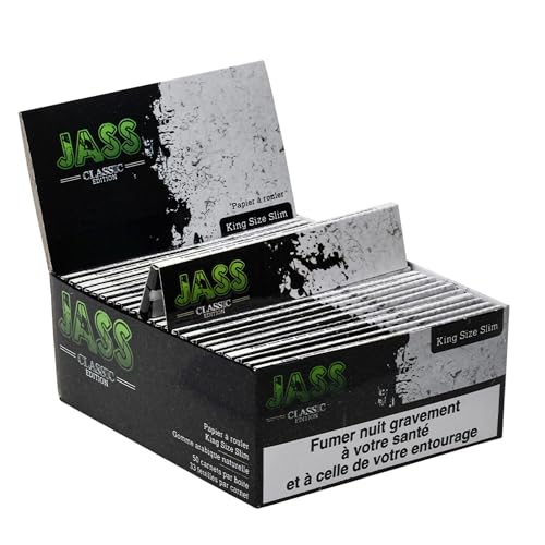 JASS King Size Slim - Box von 50 Päckchen Papier Filterpapier Slim