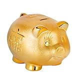 VOSAREA Nettes Sparschwein Sparen Sie Geld-Dosen Spardosen Schwein-geformte Hauptdekoration-Verzierungen golden