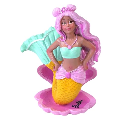 Penn-Plax Offiziell lizenzierte Meerjungfrau Barbie ™ Friend Aquarium Ornament auf Muschelbasis - perfekte Dekoration für Fischschalen, Aquarien und Terrarien