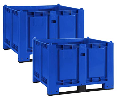 SPAR-SET, 2x Palettenbox mit 2 Kufen, LxBxH 1200x800x850 mm, blau