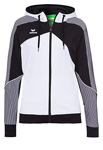 Erima Damen Premium One 2.0 Trainingsjacke mit Kapuze Jacke, weiß/Schwarz/Weiß, 44
