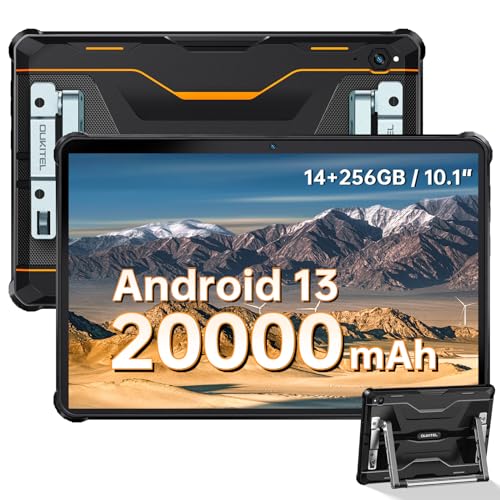 OUKITEL RT6 10.1 Zoll, Android 12, 8GB RAM + 256GB ROM(1TB TF), 4G LTE + 5G WiFi, 16MP+16MP Kamera 20000mAh Typ-C/GPS/BT5.0/OTG-Orange