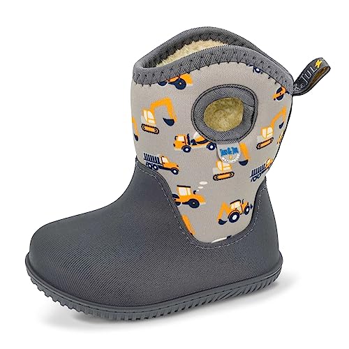 Jan & Jul Waterproof Toddler Boots for Winter Easy-On (Grey Construction, Size 21 EU)