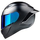 Motorradhelm Integralhelm,ECE Genehmigt Helm Anti-Nebel Anti-Doppel-Visier-Front-Motorrad-Helme Roller-Absturzhelme für Erwachsene Moped Motocross Racing Crashhelm Black D,S=55~56cm