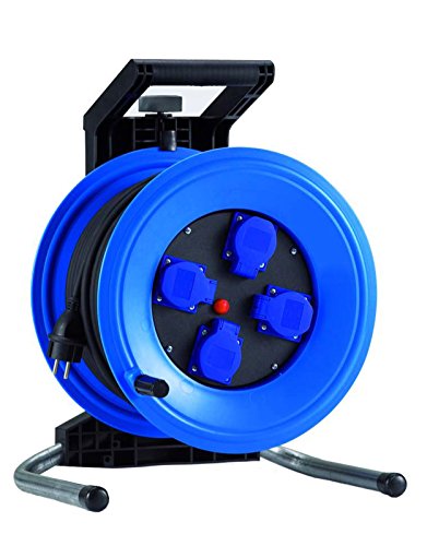 HEDI K350N2TFE Kabeltrommel Professional Plus 320 50m; Thermoschutzschalter; Neopren Gummi Leitung H07RN-F 3G1,5, 250 V, blau, schwarz