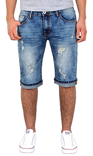 by-tex Herren Jeans Shorts kurze Bermuda Shorts Used Look kurze Hose Basic Jeans Shorts AS430