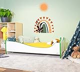 Alcube Kinderbett Swinging Green Edge 160 x 80 cm mit Rausfallschutz, Lattenrost und Matratze MDF beschichtet