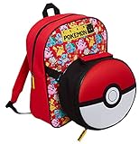 Pokemon Rucksack mit Poke Ball Kühler Lunchtasche für Schule Jungen Mädchen Pikachu 2-teiliges Set Abnehmbare isolierte Sandwichbox für Snacks heiß oder kalt