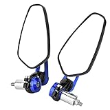 Qiilu Universal Motorrad Rückspiegel, Aluminiumlegierung 7/8" 22mm Motorrad Spiegel Rückspiegel 360°drehbarer Lenkerspiegel Bar Ende Seite Rückspiegel [Blau]