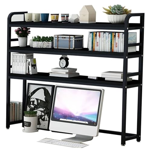 Kamnik 3-stufiges Desktop-Bücherregal für den Computertisch – verstellbares Desktop-Organizer-Rack, Mehrzweck-Bücherregal auf der Arbeitsplatte aus Holz und Metall, für Büro-/Wohnheim-Schreibtisch-