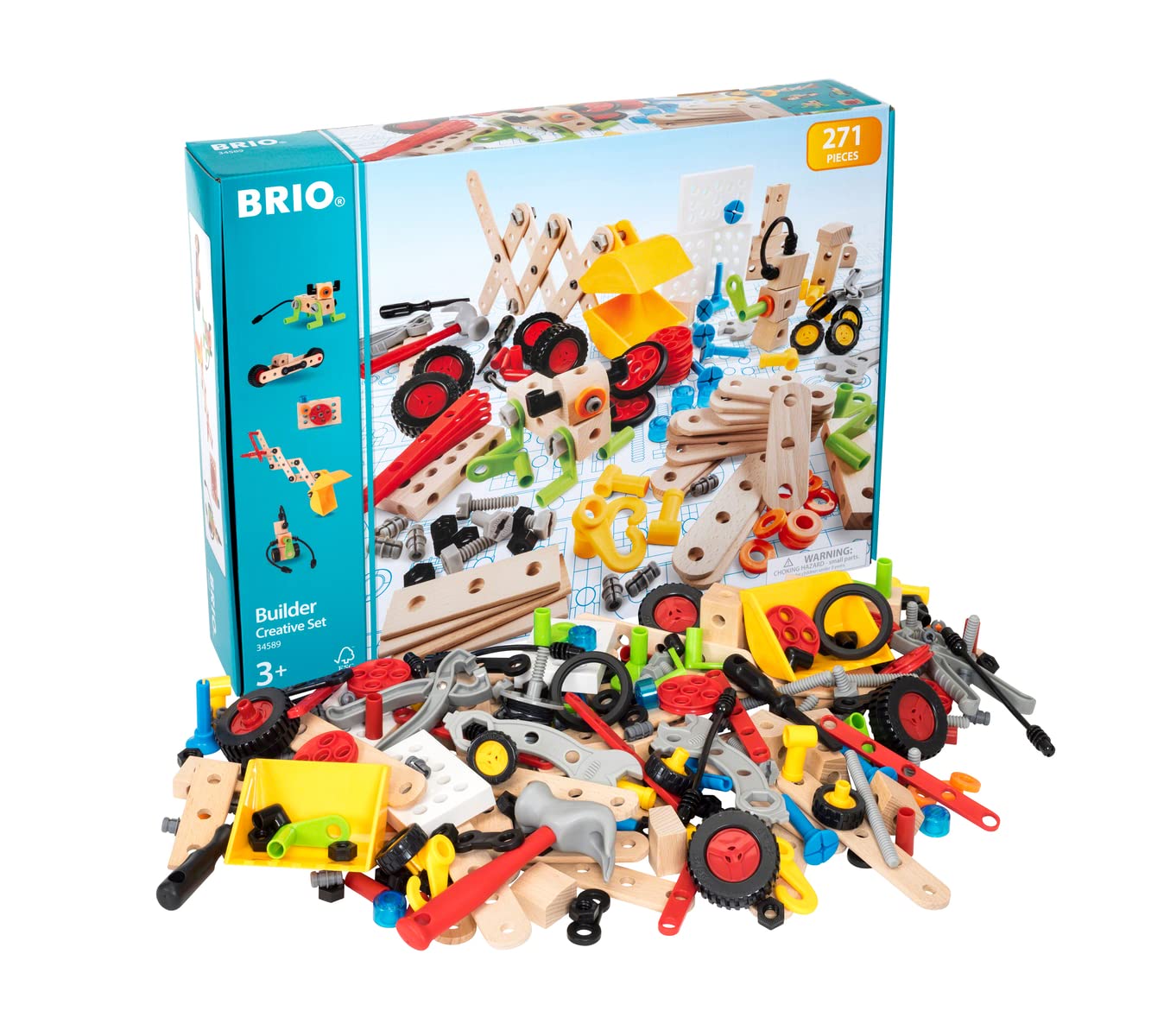BRIO Builder 34589 Kindergartenset 270 TLG. - Konstruktionsspielzeug aus Schweden – Mega-Komplettset mit zahlreichen Bauelementen und Werkzeug für unendlichen Spielspaß - Für Kinder ab 3 Jahren