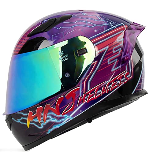 Motorradhelm Integralhelm Helm Für Damen Und Herren,ECE Zertifiziert,Motorradhelm Mopedhelm Rollerhelm,mit HD Doppelvisier Vollvisierhelm Schutzhelm Vier Jahreszeiten (Color : H, Größe : M=57~58CM)