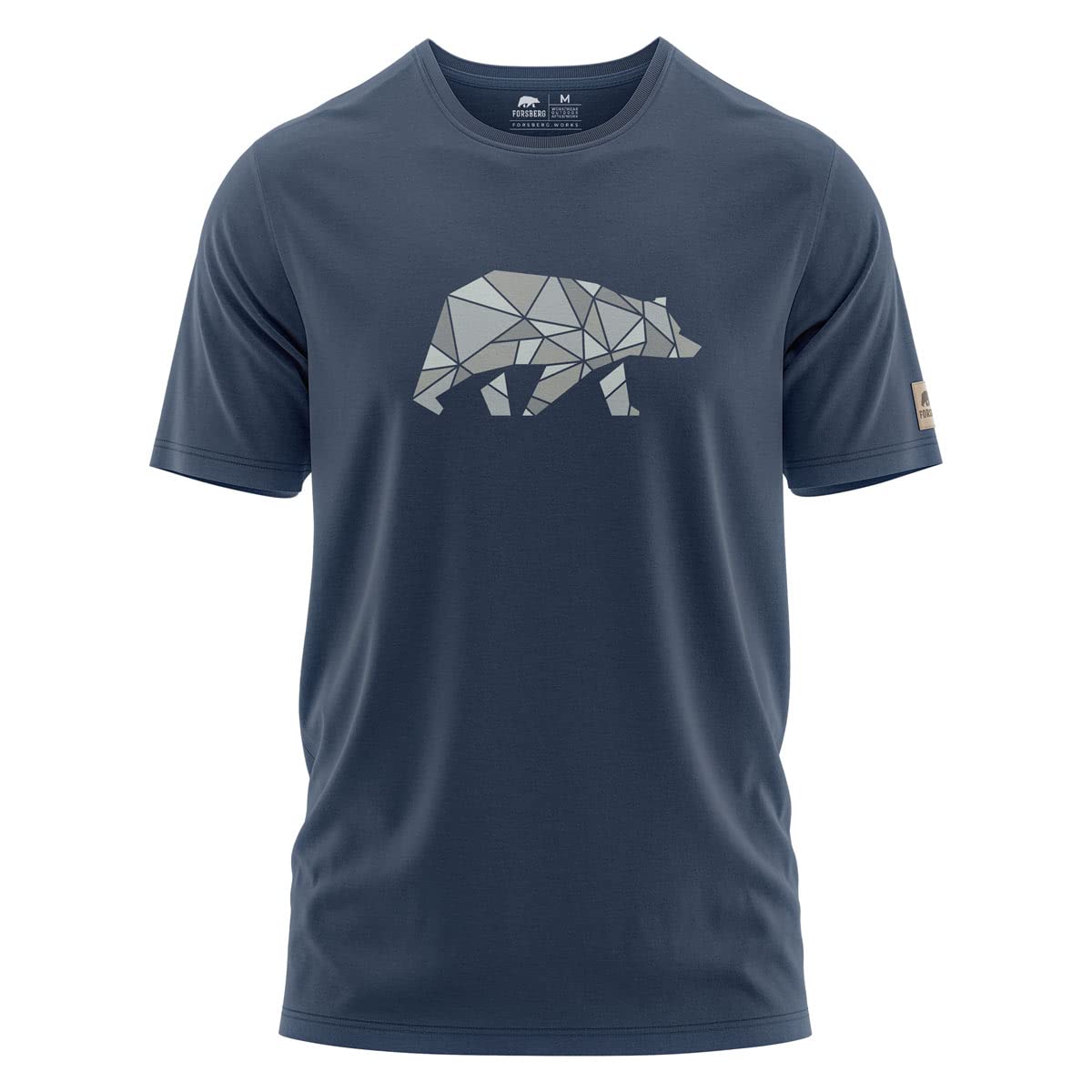 FORSBERG Espenson T-Shirt mit stylischem Bär Brustlogo Rundhals für Herren, Farbe:dunkelblau/grau, Größe:M
