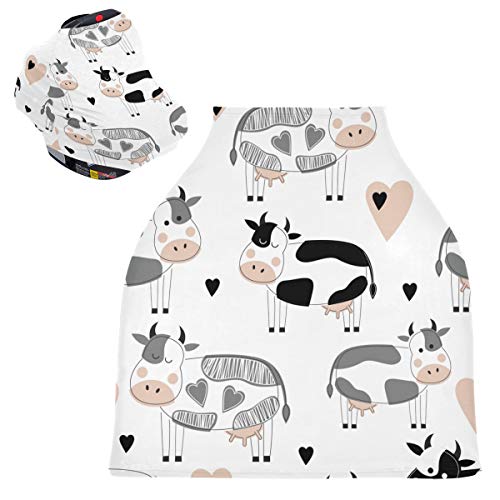 Abdeckung für Babyschalen, zum Stillen – niedliche Kühe zum Stillen, Schal, Decke, atmungsaktiv, für Mädchen und Jungen