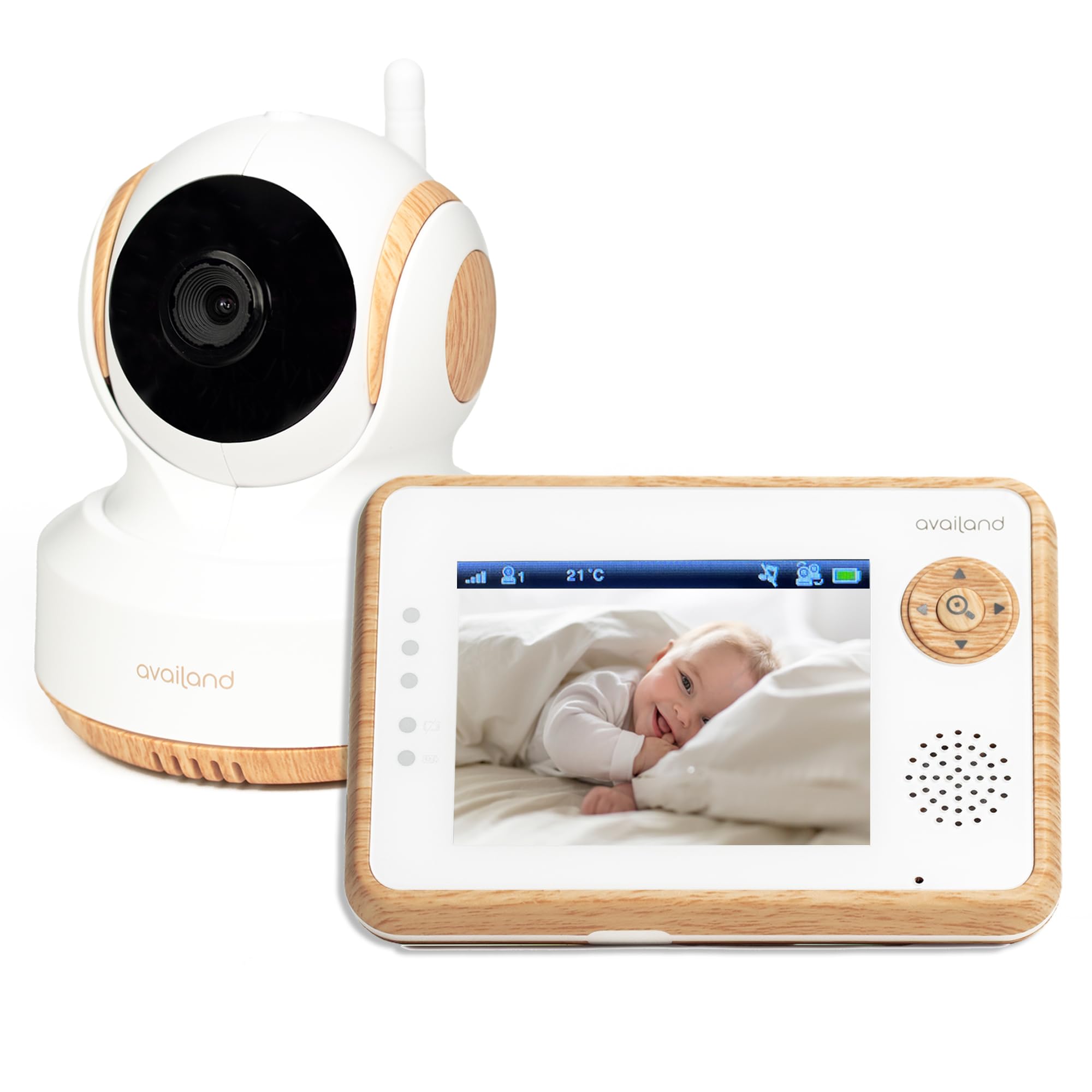 Availand Follow Baby Babyphone, motorisierte Kamera, schwenkbar, 8,9 cm (3,5 Zoll) LCD-Display, Interner Akku, Auto-Scan-Funktion, Nachtsicht