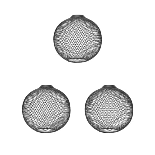 Lampenschirm aus Schmiedeeisen aus Metall, rund, schwarz, 3 Stück
